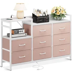 幅132×奥行30×高さ88cm) (ピンク＋ホワイト 3段8杯 安定感 転倒防止 箪笥 衣装ケース 引き出し付き 布製 リビング収納 衣類収納 引き出し 収納ケース タンス チェスト KKL