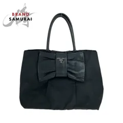 美品 PRADA プラダ テスート リボン 三角ロゴプレート ブラック 黒 シルバー金具 ナイロン BN1601 トートバッグ ハンドバッグ 504753【中古】