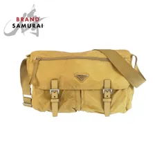 PRADA プラダ テスート 三角ロゴプレート イエロー マスタード シルバー金具 ショルダーバッグ メッセンジャーバッグ メンズ 505798【中古】