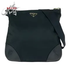 PRADA プラダ テスート 三角ロゴプレート ブラック ショルダーバッグ メッセンジャーバッグ メンズ 505891【中古】