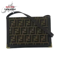 美品 FENDI フェンディ ヴィンテージ ズッカ柄 ブラウン ゴールド金具 キャンバス/レザー ショルダーバッグ ポシェット レディース 506139【中古】