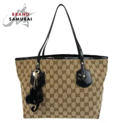 GUCCI グッチ ベージュ ブラック 黒 ゴールド金具 GGキャンバス/レザー 211976 トートバッグ ショルダーバッグ レディース 506175【中古】