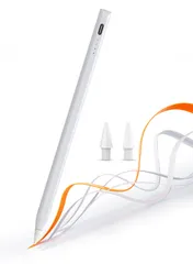 Safigor iPad ペンシル アップルペンシル タッチペン ペアリング不要 超高感度 傾き感知 磁気吸着 極細ペン先 軽量 Type-C 急速充電 誤作動防止 学生デザイン・ドローイング 2018〜2025年iPad対応 Pencil代替 （白 ...