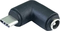DC(外径5.5/内径2.5mm)(メス)→USB Type-C(オス)変換 電源供給アダプタ (5.5*2.1L字型)