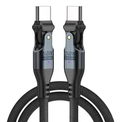 PD240W USB Type C ケーブル USB-C to USB-C Ｌ字型 180°回転可【1.8M+1.8M】5A急速充電 データ転送可 タイプc 充電ケーブル AndroidなどType-C機種対応（ブラック）