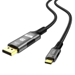 FDBRO USB-C to DisplayPort 2.1 ケーブル 54Gbps ナイロン編み 16K@30Hz/8K@120Hz/4K@240Hzサポート Type C to DP 2.1 ケーブル MacBook Pro/Air、XPS、Su ...