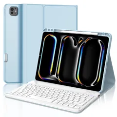 [2025年最新型] iPad Pro 11 インチキーボード付きケース (M5 2025 M4 2024) Bluetoothキーボードカバー ipad pro 11 キーボード オートスリープ スタンド機能 Apple Pencil充電対応 上側 ...