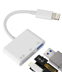 iPhone SDカードリーダーアダプター(4 in 1)Lightning 変換USB3.0Micro SD同時高速充電OTGハブカメラTF写真データ転送フラッシュカードバックアップAppleライトニング充電ケーブルマイクロSDデータ移行保存かーど ...
