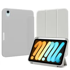 MS factory iPad mini7 (A17 Pro 2024 第7世代) mini6 (2021 第6世代) 用 ケース ペン収納 耐衝撃 アイパッドミニ 7 6 カバー ソフトTPU オートスリープ 充電対応 ライト グレー IPDM6- ...