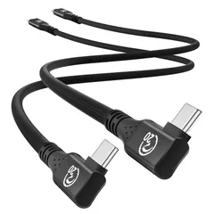 USB C ケーブルL字【0.3m 2本】超柔軟 短いUSB C 3.2 Gen 2x2 20Gbps高速データ転送 240W PD3.1超高速充電 タイプC ケーブル 5K/4K@60Hz映像出力 L型たいぶC オス - オス 高耐久 iPhone ...