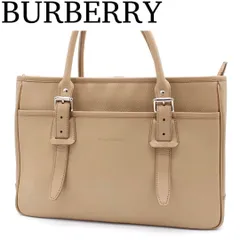 【美品】BURBERRY タータンチェック トートバッグ 肩掛け レザー A4可