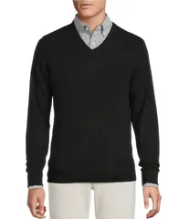 ダニエル クレミュ メンズ アウター ニット・セーター Vネック セーター Cremieux Blue Label VNeck Cashmere Sweater Black ブラック
