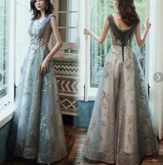 送料無料 未使用 発表会 舞台衣装 結婚式 二次会 イベント 女優 気品 パーティ ドレス 7号 S (OPN2978)