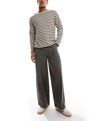 コルージョン メンズ ボトムス デニムパンツ ワイドレッグ ジーンズ COLLUSION X003 wide leg jeans in charcoal dirty wash Washed Charcoal チャコール