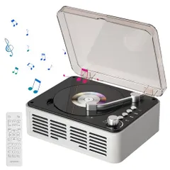 Gueray CDプレーヤー Bluetooth5.0 受信＆送信 レトロ ステレオスピーカー内蔵 CDプレイヤー CDラジカセ 卓上置き 一機多用 USB/FM/AUX A-Bリピート ポータブル リモコン付き 睡眠モード 語学学習/音楽鑑 101b308f