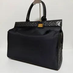 【大容量】PELLE BORSA ペレボルサ ボストンバッグ 鍵付き キルティング レザー ブラック ゴールド金具 B474のサムネイル