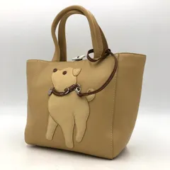 キタムラ Kitamura 犬モチーフ ハンドバッグ レザー ベージュ キャメル