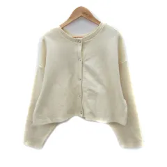 イング INGNI エムリア MLI'A カーディガン ショート丈 ラウンドネック 無地 M オフホワイト /SY43