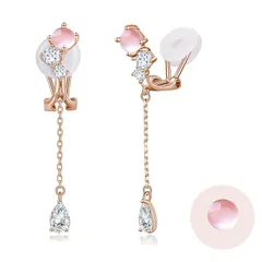 FH.bird ローズクォーツ イヤリング レディース 人気 揺れる 10月誕生石 4.5mm 金属アレルギー対応 ノンホールピアス ピンクゴールド ブランド おしゃれ 上品 記念日 誕生日 20代 30代 40代 ギフト 人気 バレンタイン ギフト ホワ 1