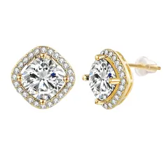 Yoursfsゴールドスクエアジルコン ピアス18Kゴールドメッキ 仕事 シンプル 大ぶり カジュアル 金属アレルギー