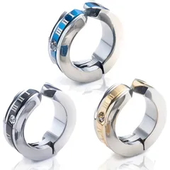 [Puente] フェイクピアス メンズ レディース ステンレス イヤリング イヤーカフ イヤカフ ピアス風 フープイヤリング 片耳 ローマ数字 フープ リング ノンホールピアス シルバー ブルー ゴールド ブラック 青 金 黒 (3色1個セット) 1