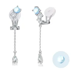 FH.bird ムーンストーン イヤリング レディース 人気 6月誕生石 4.5mm 金属アレルギー対応 ロジウムでコーティング ノンホールピアス 雫 ブランド おしゃれ 上品 記念日 誕生日 20代 30代 40代 ギフト 人気 普段使い バレンタイン  1