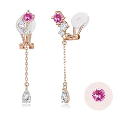 FH.bird ピンクトルマリン イヤリング レディース 人気 揺れる 10月誕生石 4.5mm 金属アレルギー対応 ノンホールピアス ピンクゴールド ブランド おしゃれ 上品 記念日 誕生日 20代 30代 40代 ギフト 人気 バレンタイン ギフト ホ 0