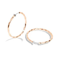 [Puente] ピアス穴不要 フェイクピアス ひねり ツイスト 両耳セット レディース リングピアス フープピアス 大きめ 大ぶり シンプル ピアス イヤリング イヤーカフ ノンホールピアス ピンクゴールド ピンク PINK 40mm 1