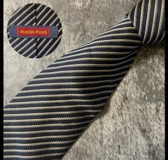 Austin Reed ネイビー ストライプ シルク ネクタイ[MSE287]