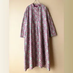 【SALE】インド綿 起毛素材のブロックプリントワンピース パープル エスニック アジアン