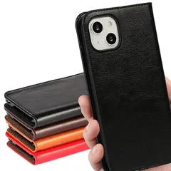 【新品】 iCoverCase スマホケース 適用 アイフォン13 ケース 手帳型 アップル アイフォン アイホン13 携帯ケース レトロ スタンド機能 手作り 光沢加工 牛革 ブラック 1