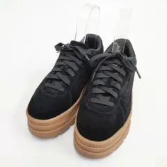 PUMA ウィメンズ リヴォ スウェード スニーカー 24cm 厚底 スニーカー ブラック ブラウン レディース プーマ【中古】6-0208G◎