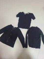 赤ちゃん 黒色 トップス セット (半袖/長袖/カーディガン)