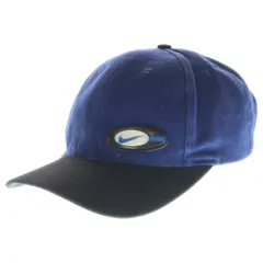NIKE (ナイキ) 90S VINTAGE 6-PANEL CAP ヴィンテージ 白タグ フロントロゴ 6パネルベースボールキャップ 帽子 ブルー/ブラック