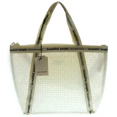 beautiful people (ビューティフルピープル) PLAID VINYL LOGO TAPE BAG L ポリエイド ビニールロゴテープ トートバック クリア 1515611969のサムネイル