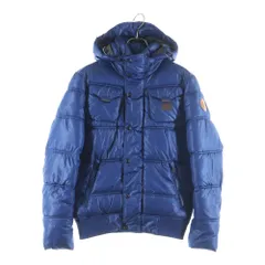 G-STAR RAW (ジースターロウ) ロゴレザーパッチ フーデッド中綿ジャケット ブルーのサムネイル