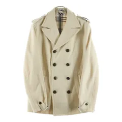 BURBERRY BLUE LABEL (バーバリーブルーレーベル) ウール混 ダブルブレスト Pコート ジャケット アイボリー FNK23-837-02