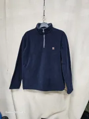 トミーヒルフィガー ネイビー ハーフジップアップ フリース