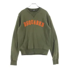 DSQUARED2 (ディースクエアード) ロゴプリントクルーネックスウェットトレーナー カーキ/オレンジ DQ012