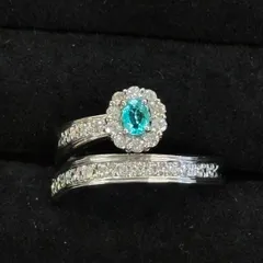 パライバトルマリン0.14ct ダイヤモンド0.37ct リング  Pt900  12号  -X700198