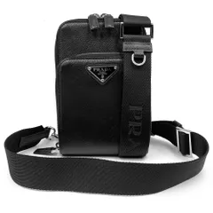 【未使用・保管品】プラダ PRADA フォン ポーチ スマホ ショルダー バッグ サコッシュ 斜め掛け レザー ロゴ 黒 ブラック 2ZH126