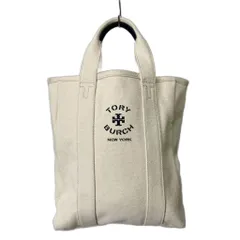 トリーバーチ TORY BURCH キャンバストートバッグ ハンドバッグ ロゴ 生成り アイボリー
