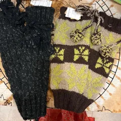 レッグウォーマー ニット ポンポン