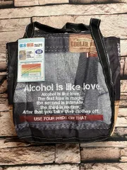 お買い物やレジャー、色んなシーンで大活躍！今季新柄 人気のデニム転写柄 保冷&保温 バルーントートバッグ１個