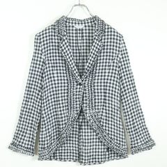 極美品 kapital ツイルギンガムチェックVネックフリルベルトシャツ 
