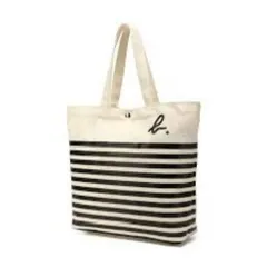 アニエスベー ボヤージュ トートバッグ ボーダー ホワイト×ブラック
