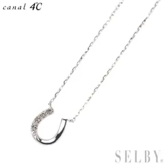 カナル4℃ K10WG ダイヤモンド ペンダントネックレス 馬蹄