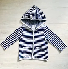 ラルフローレン ベビーパーカー 80 ネイビー ボーダー フード付き 前開き 男の子 女の子 18M