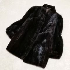 着丈70cm サガミンク ブラックミンク リアルファーコート なめし柔らか 毛皮 コート ミンクファー ブラック なめし柔らか 毛並み良好 リアル