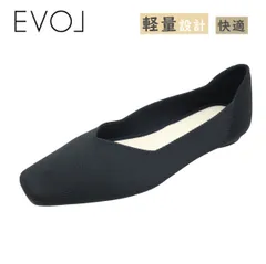 EVOL イーボル IY 5671 ブラック レディース フラット シューズ パンプス ニット スクエア オフィス 通勤 軽量 靴のサムネイル